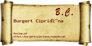 Burgert Cipriána névjegykártya